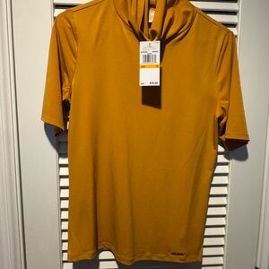 Michael Kors Women’s Mustard Gold Short-Sleeve  with Draped Neck